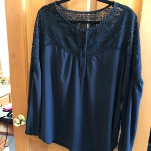Black Blouse with Lace Accents